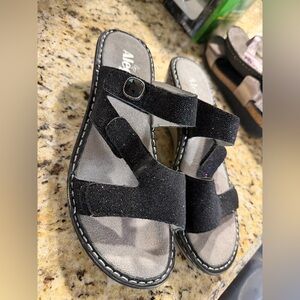 Alegria Black Sparkle Sandals